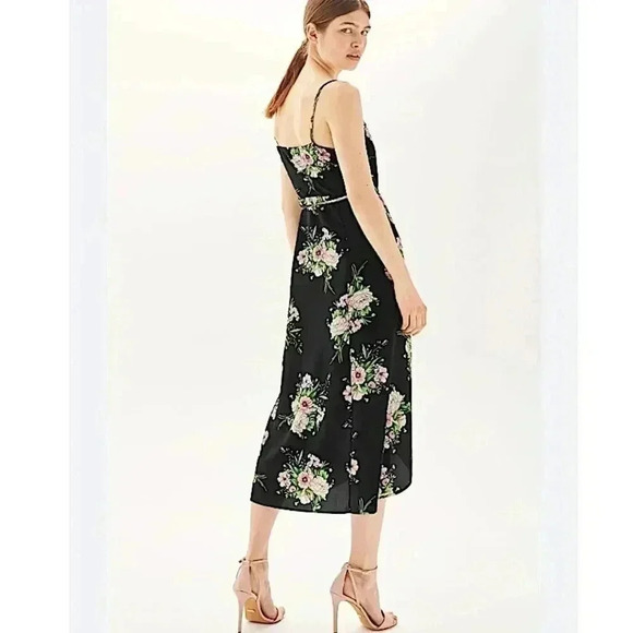 Topshop Midi Floral Wrap Dress Cocktail Party Dark Romantic - Picture 4 of 13